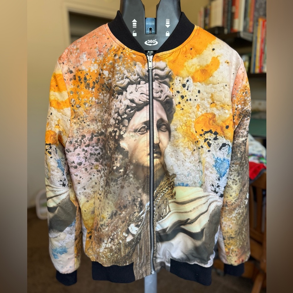 Men’s Custom Made Hafez Luxury Bomber Jacket in Apollo Print Size Medium